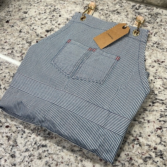 NWT Jeanerlor Blue Striped Denim Apron Cotton Canvas Straps Unisex Chef Gardner - Picture 2 of 9